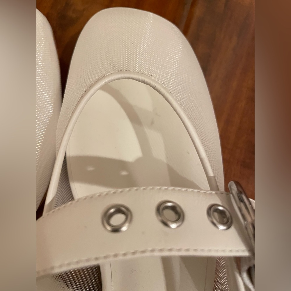 NWOT Reformation Bethany White Mesh Ballet Flats - Picture 8 of 9